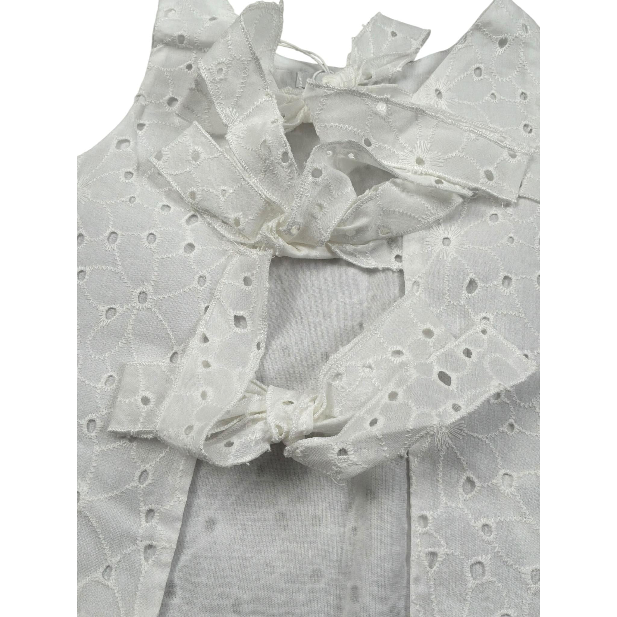 M+E' Top Giromanica Tinta Unita In Pizzo Sangallo per Bambina UE1788 BIANCO M+E' 