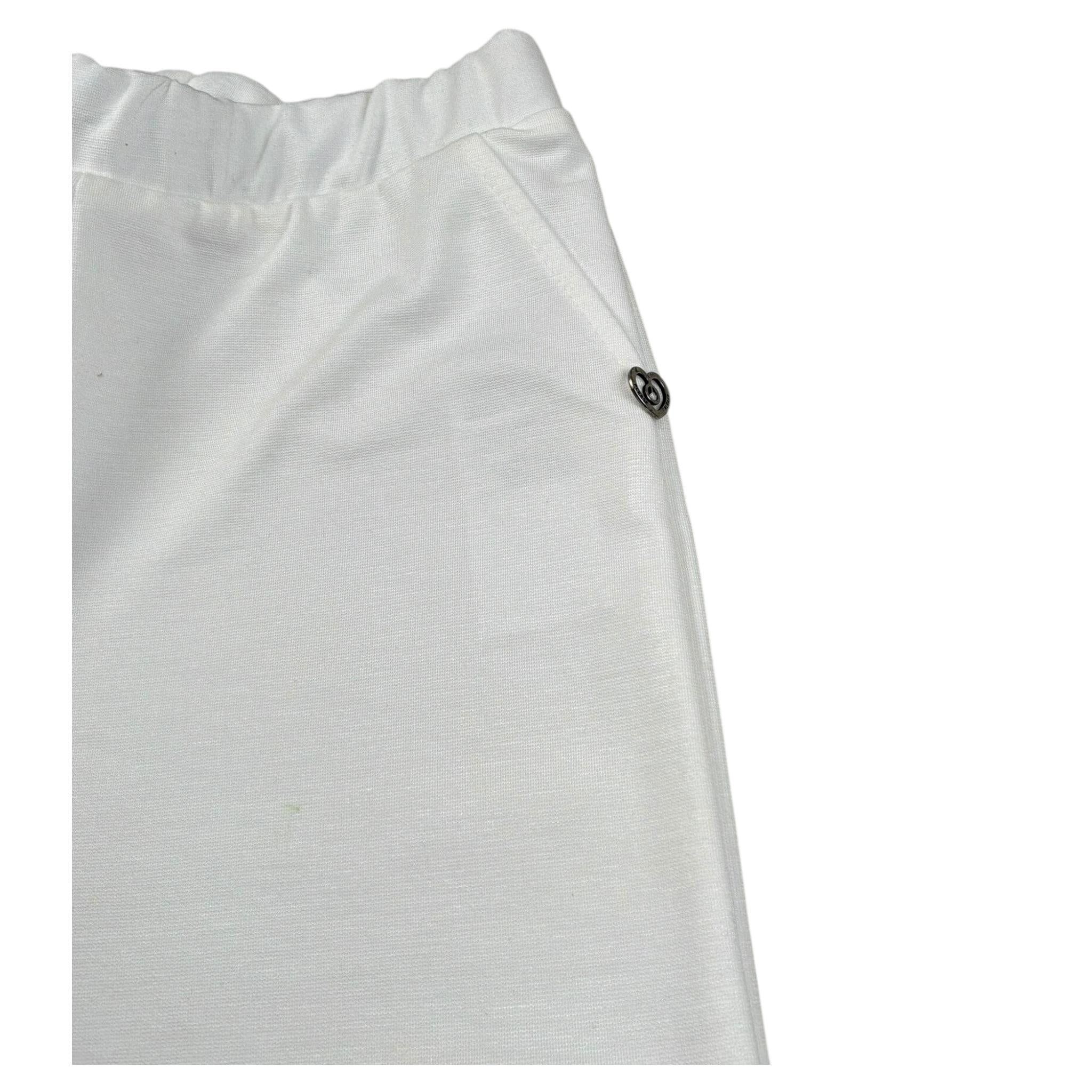 Please Pantalone Tinta Unita con Elastico In Vita per Bambina PE51172G73J PANNA PLEASE 