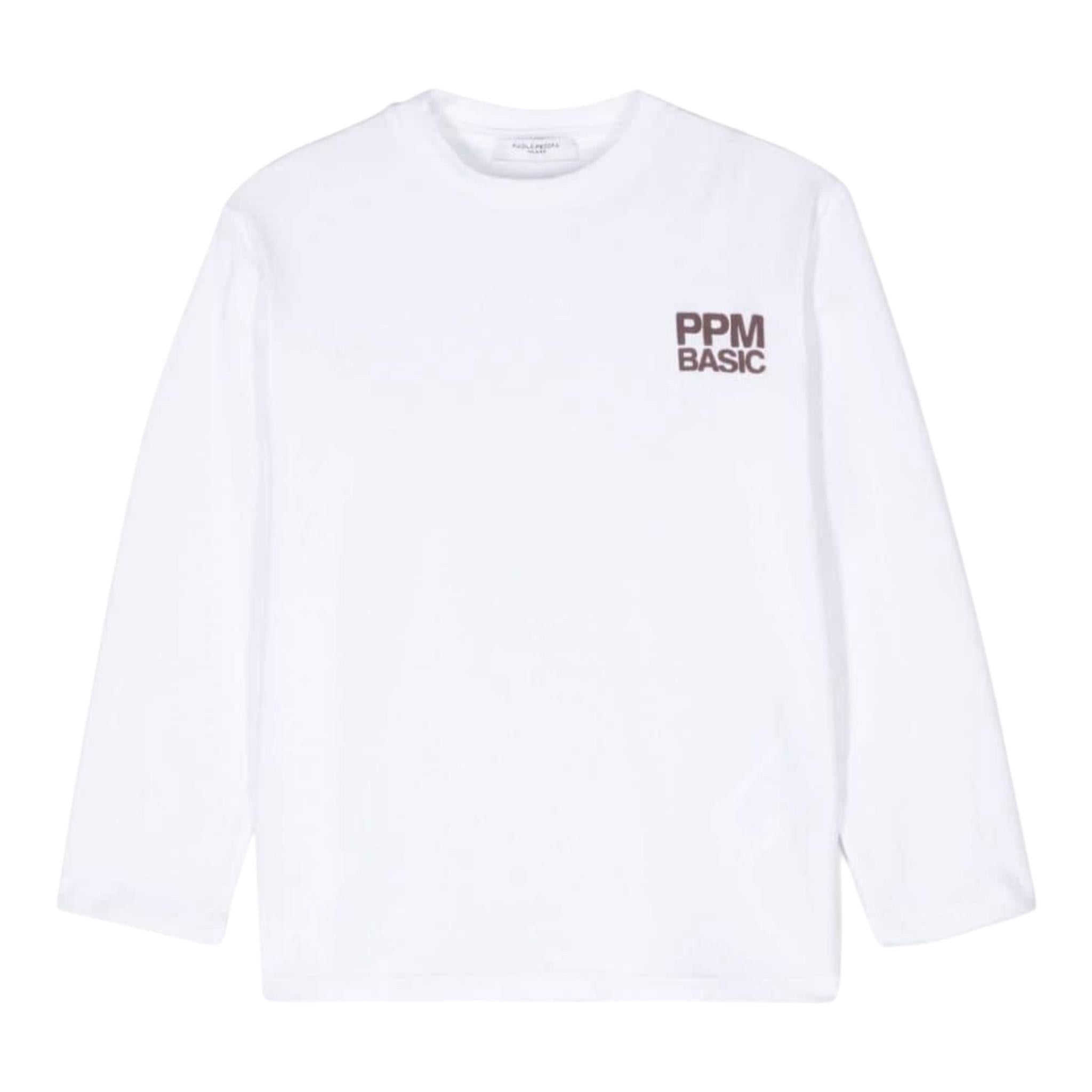 Paolo Pecora Shirt Girocollo Tinta Unita con Stampa per Bambino PP3845 BIANCO PAOLO PECORA 