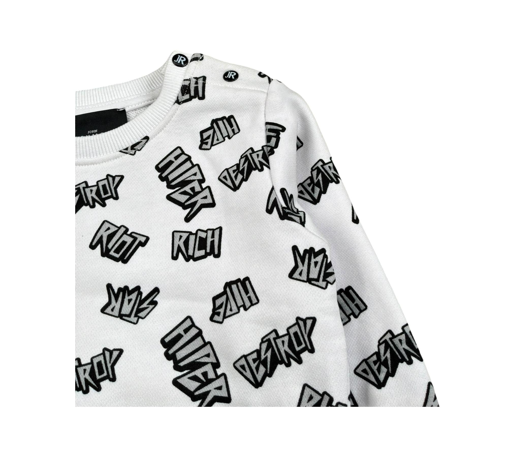 John Richmond Felpa Chiusa Girocollo Tinta Unita con Stampe per Neonato RIP26113FE BIANCO JOHN RICHMOND 