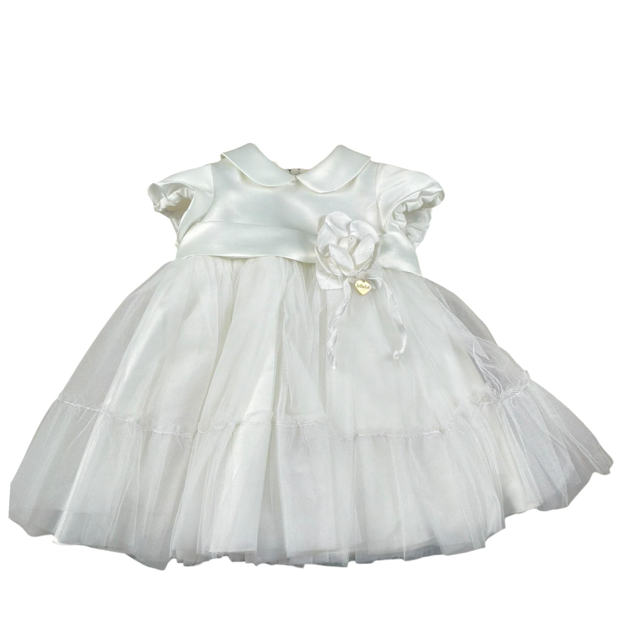 Le Bebe' Abito Cerimonia Tinta Unita con Tulle per Neonata LBG4285 BIANCO LE BEBE' 