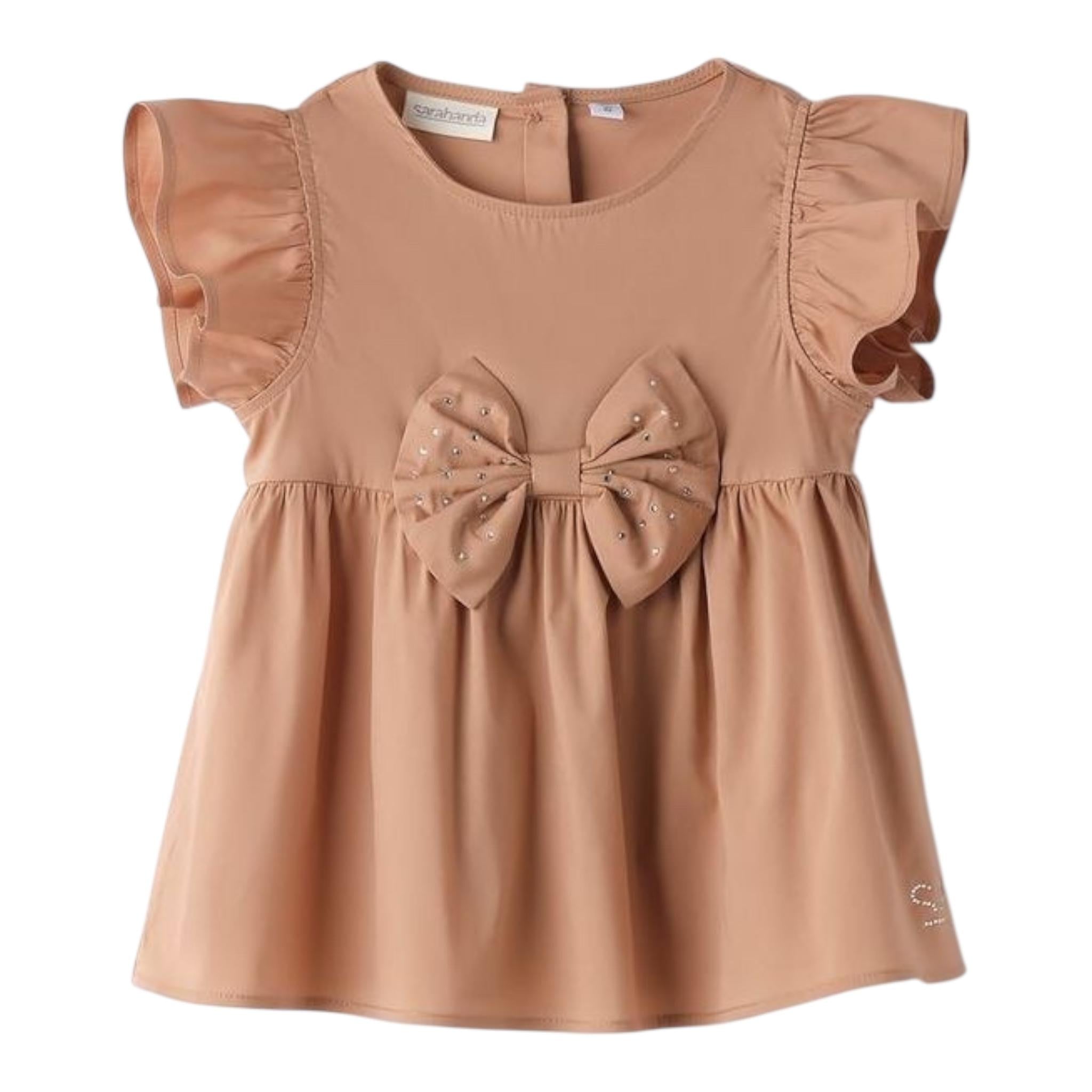 Sarabanda Camicia Mezza Manica con Fiocco per Bambina 0B538 MARRONE SARABANDA 
