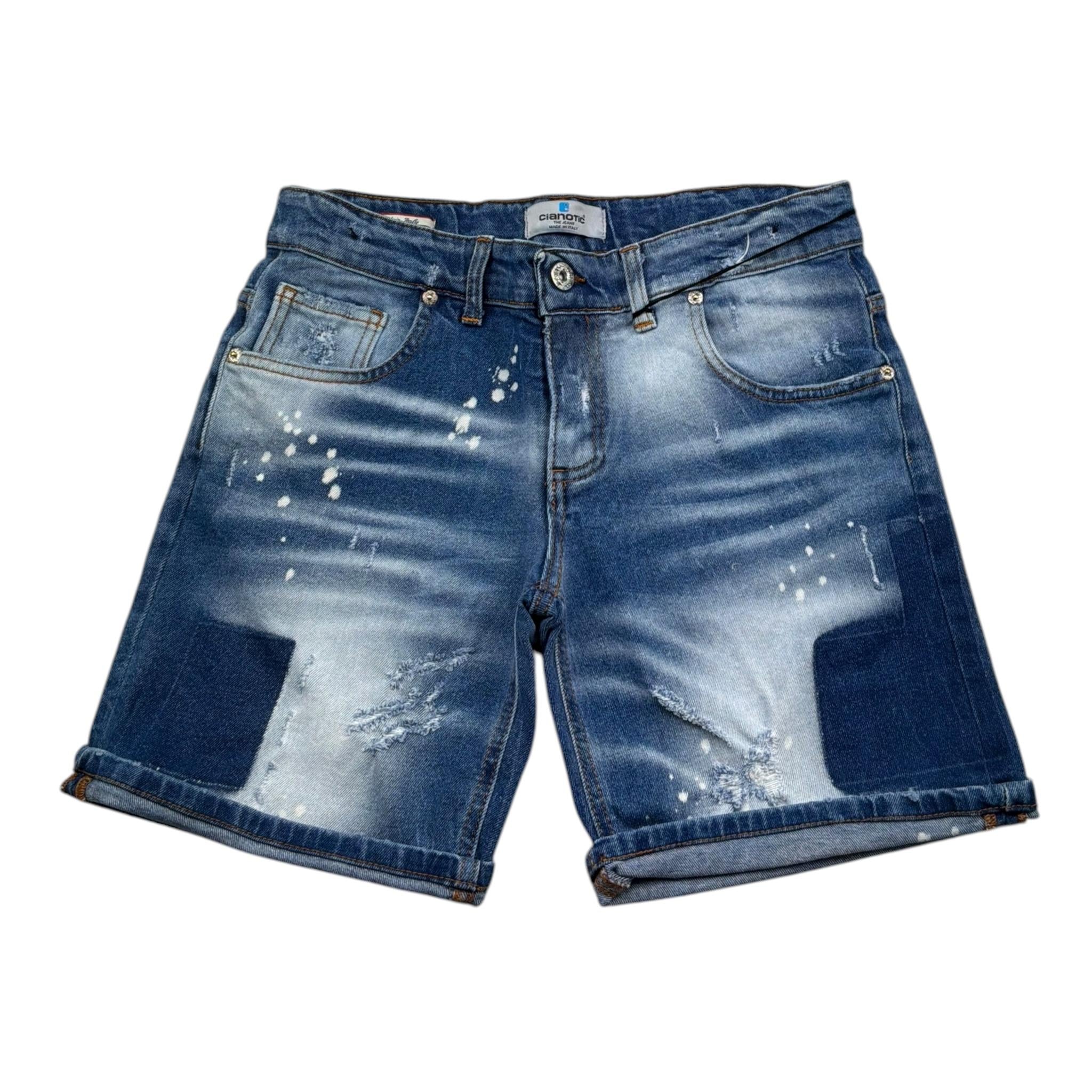 Cianotic Bermuda In Denim Tinta Unita con Strappi per Bambino 20165 BLU CIANOTIC 