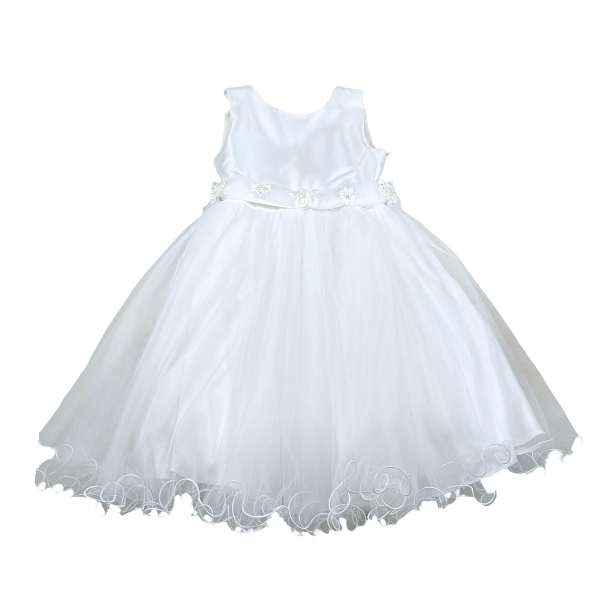 Bella Brilli Abito Cerimonia Tinta Unita Giromanica per Bambina BB902548 BIANCO BELLA BRILLI 