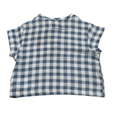 Petit Indi T-Shirt Bicolore con Fantasia A Quadri per Neonato SS25B2833 BIANCO/BLU PETIT INDI 