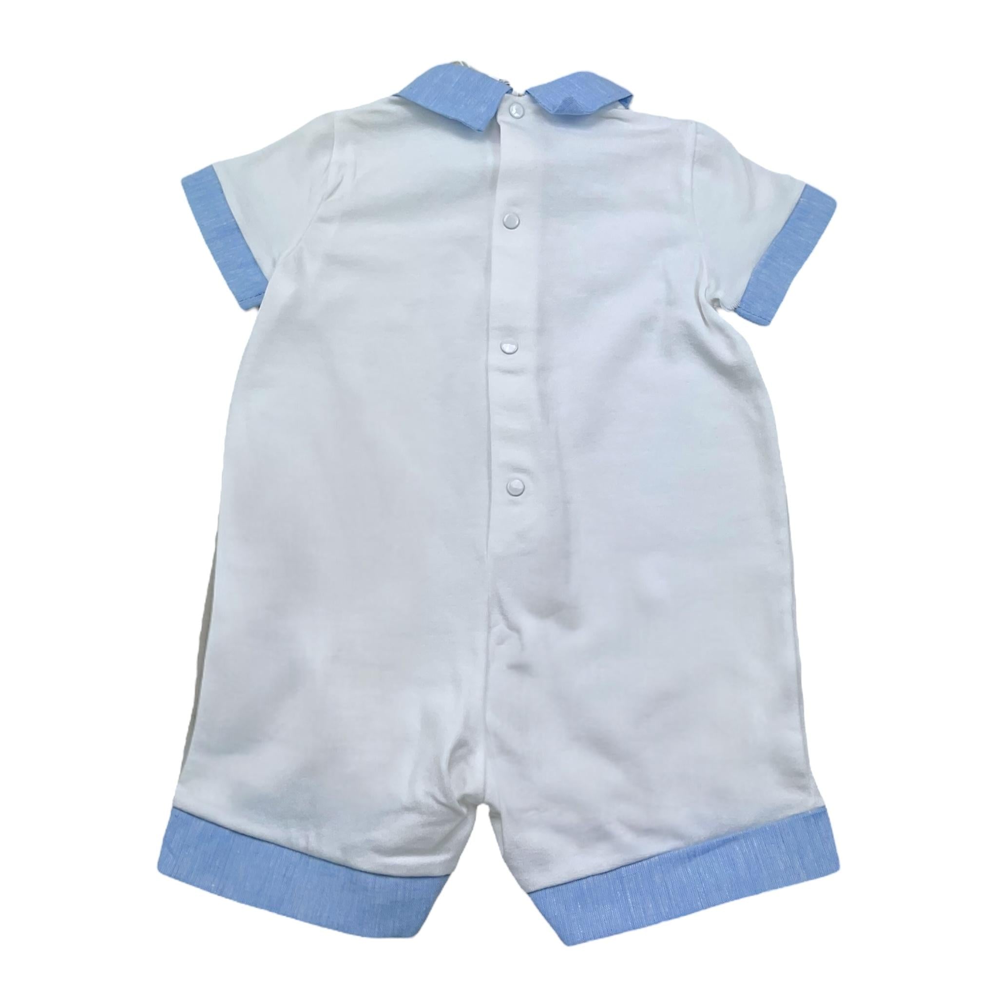 Le Bebe' Pagliaccetto Tinta Unita con Stampa E Colletto per Neonato LBB4901 BIANCO LE BEBE' 