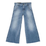 Dondup Jeans Tinta Unita Modello A Palazzo per Bambina DFPA128X BLU DONDUP 