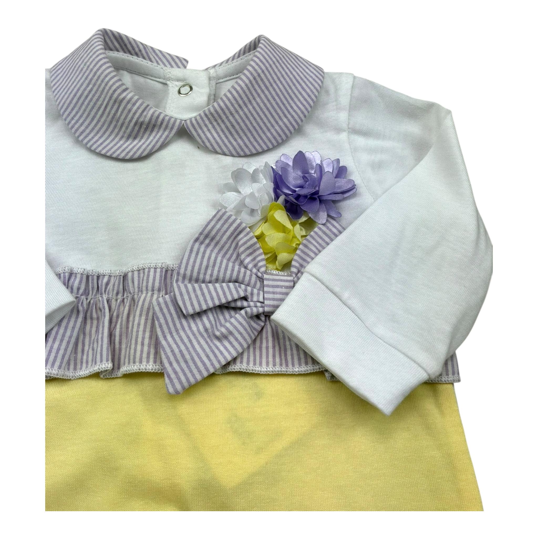 Isabel & Martinez Tutina Bicolore Manica Lunga con Applicazioni per Neonata IM25N422 BIANCO/GIALLO ISABEL & MARTINEZ 