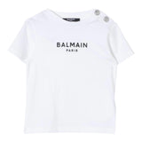 Balmain T-Shirt Girocollo Tinta Unita con Stampa per Neonata BU8501 BIANCO BALMAIN 