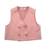 Vicolo Gilet Tinta Unita con Bottoni per Bambina 3146B00090 ROSA VICOLO 