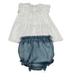 Barcellino Completo 2 Pezzi Camicia-Culotte per Neonata 120816 BIANCO/BLU BARCELLINO 