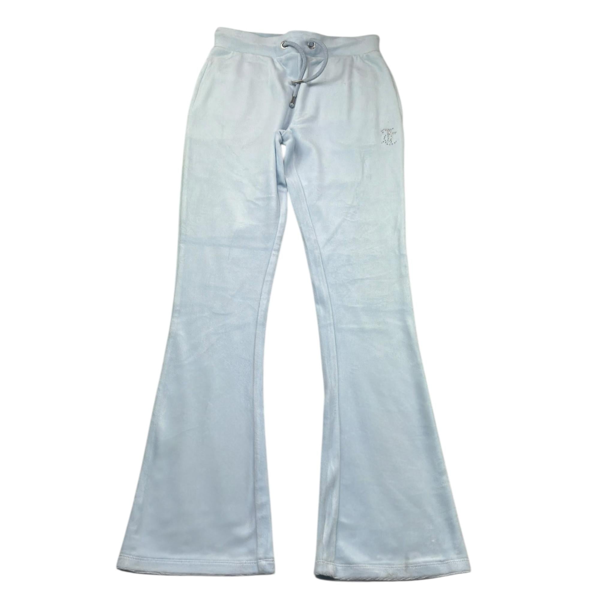 Juicy Couture Pantalone In Velluto Tinta Unita per Bambina JB6744 AZZURRO JUICY COUTURE 