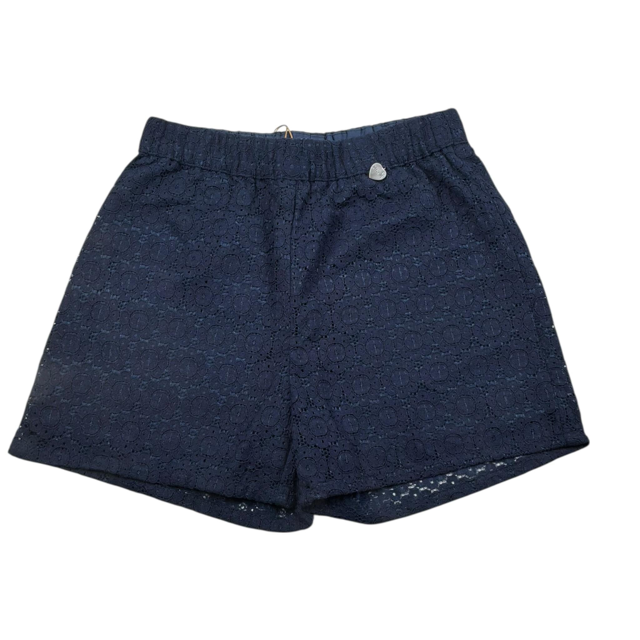 Alice Pi Short Tinta Unita con Ricami per Bambina 2411 BLU ALICE PI 