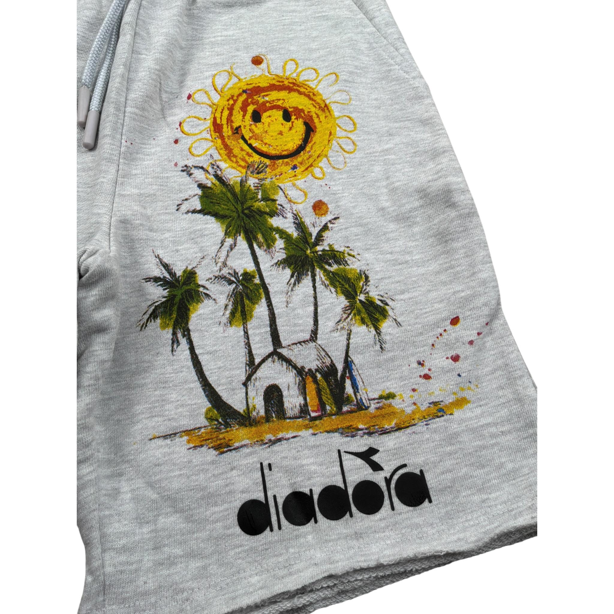 Diadora Bermuda Felpa tinta unita con Stampa Grigio per Bambino 033206 GRIGIO DIADORA 