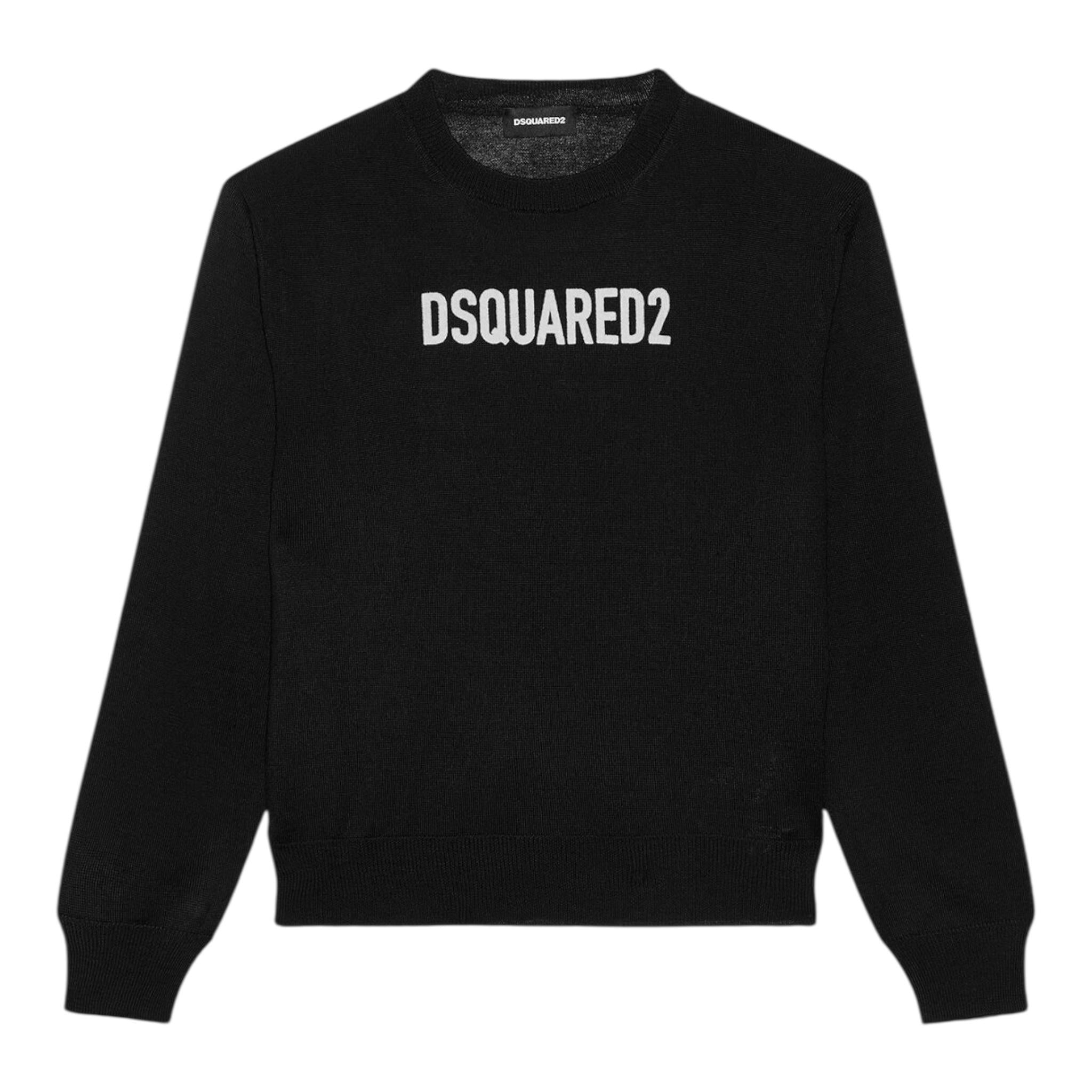 DSQUARED2 maglia girocollo tinta unita con logo Nero per Bambino DQ1156 NERO DSQUARED2 