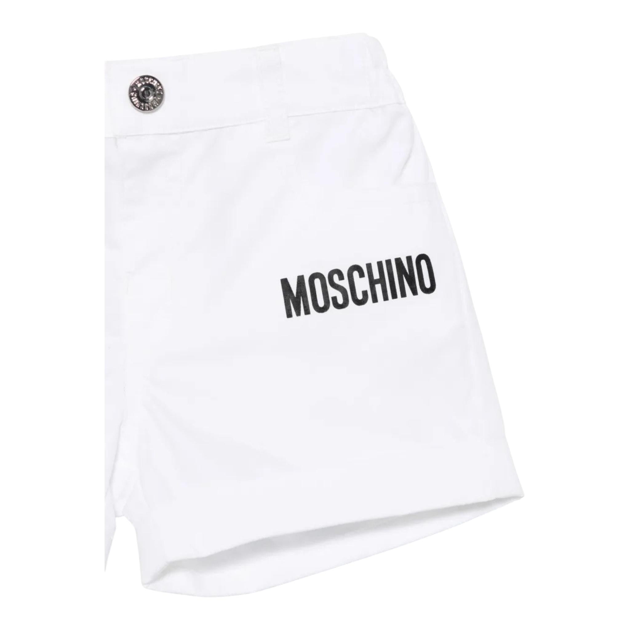 Moschino Bermuda Tinta Unita con Elastico In Vita per Neonato MUQ01J BIANCO MOSCHINO 