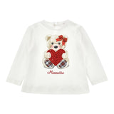 Monnalisa Shirt Tinta Unita con Stampa E Brillantini per Neonata 39D626 BIANCO MONNALISA 