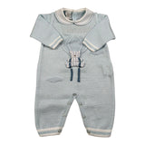 Marlu' Tutina Manica Lunga Tinta Unita con Ricami per Neonato EB6710 AZZURRO MARLU' 