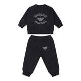 EMPORIO ARMANI completo 2pz felpa-pantalone tinta unita con stampa Blu per Neonato 6DHVJ3 BLU EMPORIO ARMANI 
