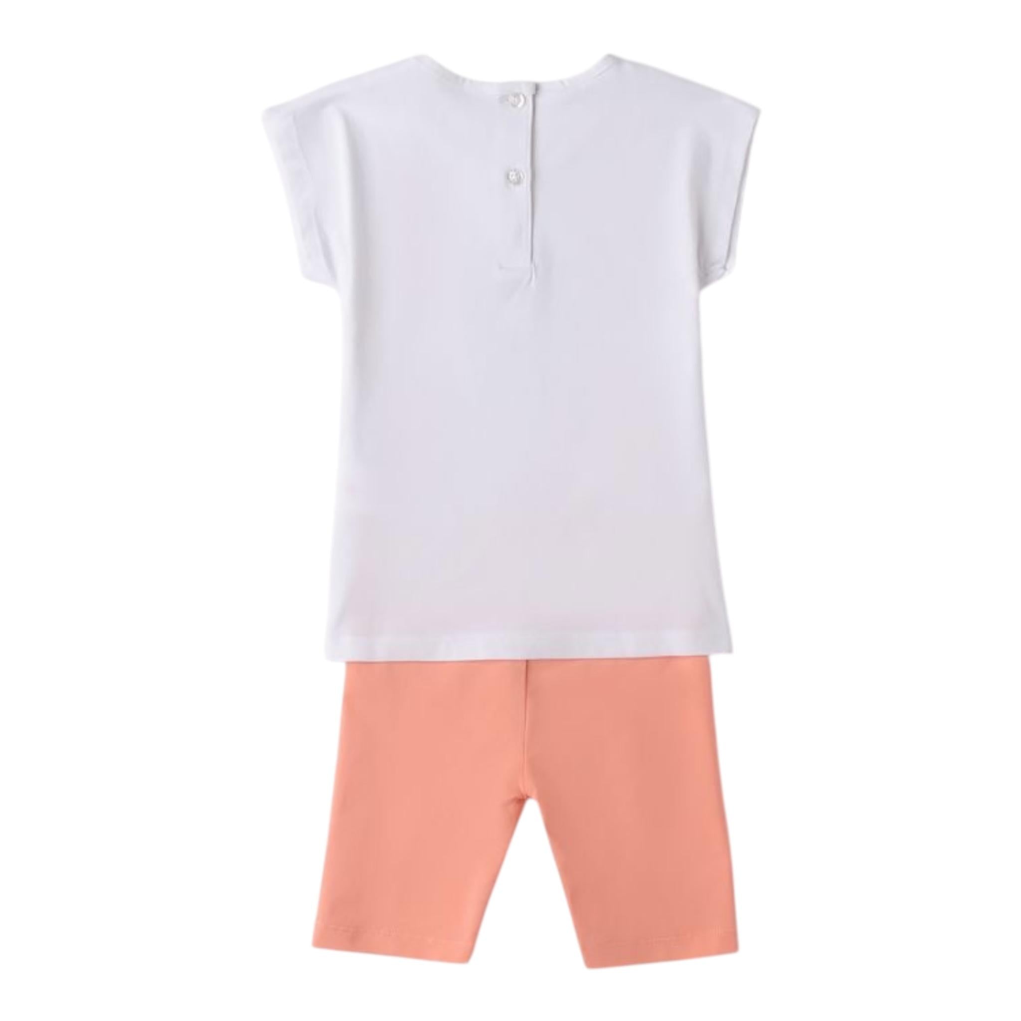 I Do Completo 2 Pezzi T-Shirt-Leggins Bicolore per Neonata 4B549 BIANCO/ROSA I DO 