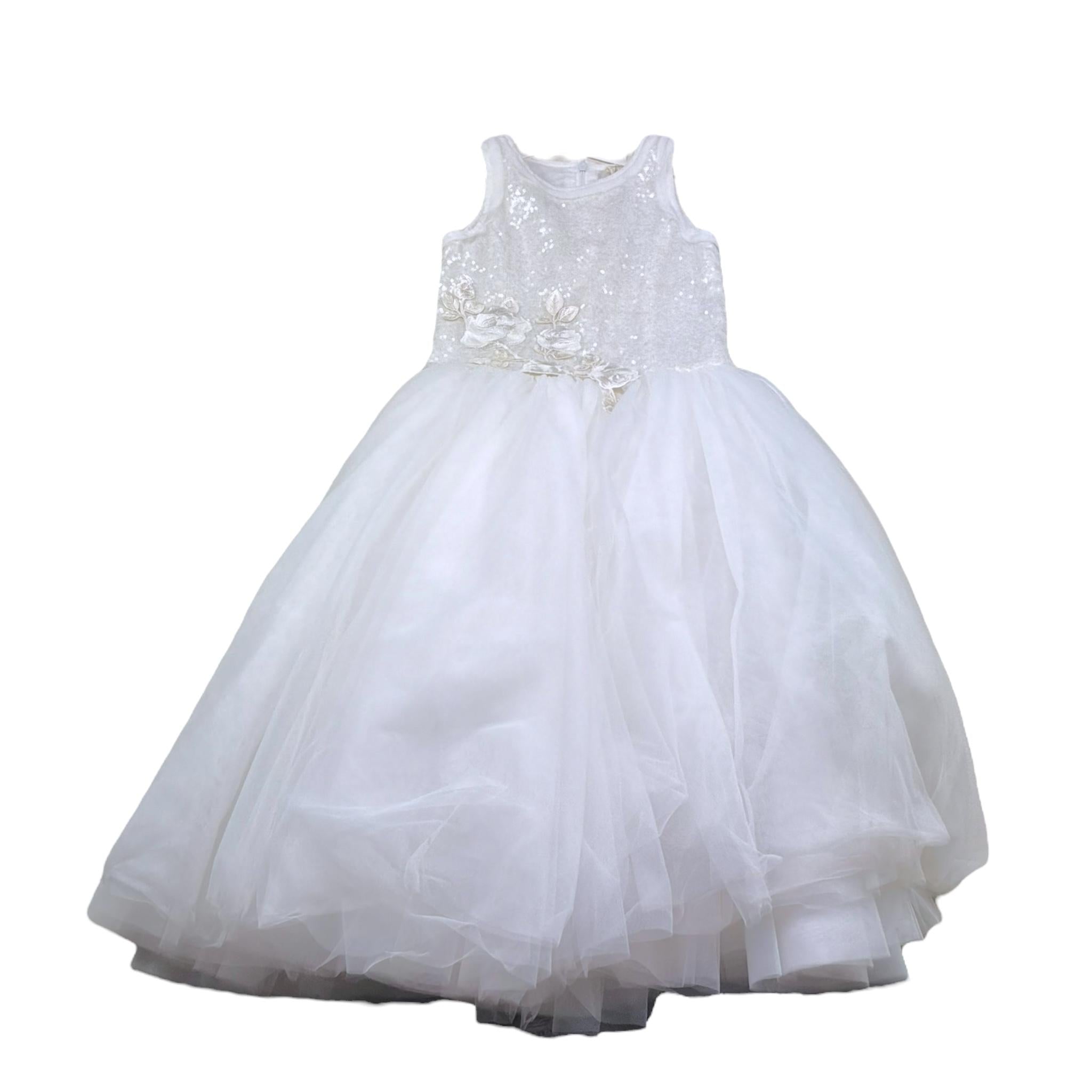 Monnalisa Abito Cerimonia Rinta Unita con Paillettes per Bambina 79390 BIANCO MONNALISA 