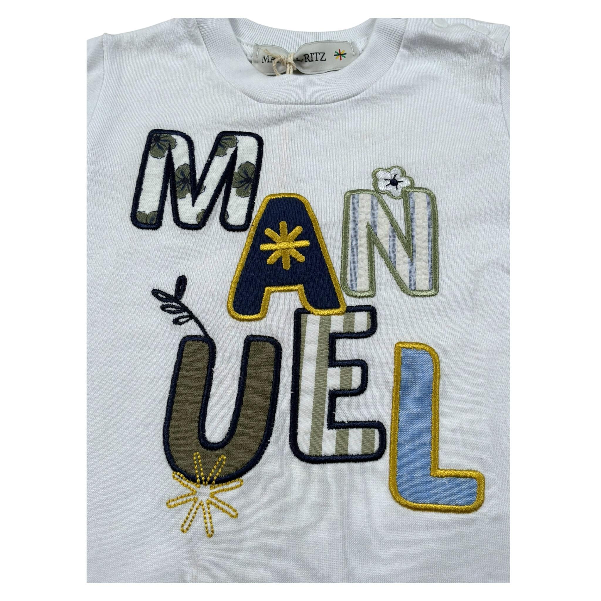 Manuel Ritz T-Shirt Tinta Unita On Stampa per Neonato MR2660 BIANCO MANUEL RITZ 