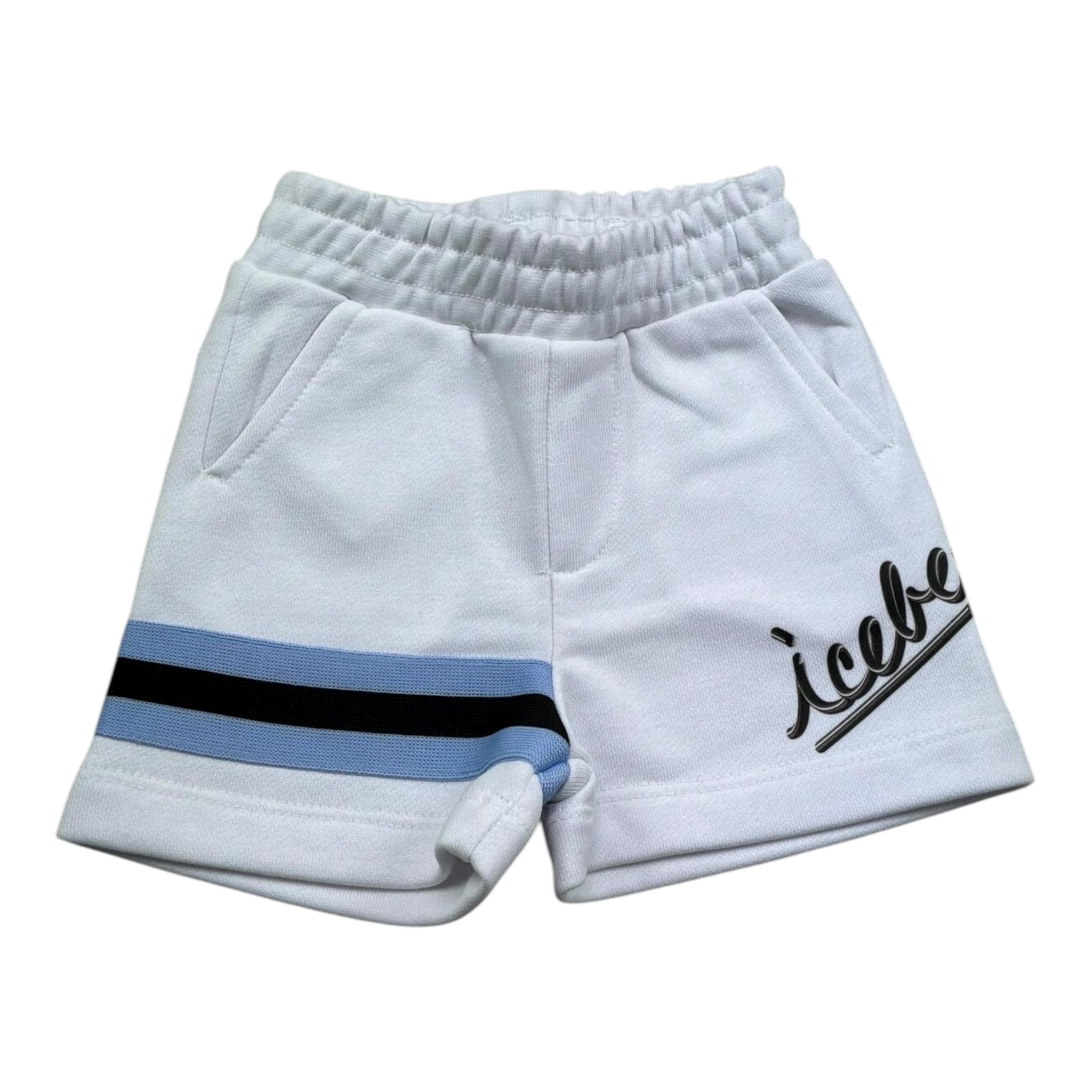 Iceberg Bermuda Felpa Tinta Unita con Stampa per Neonato BFICE5101B BIANCO ICEBERG 