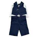Petit Completo 4 Pezzi Gilet-Pantalone-Camicia-Papillon per Neonato S3415696GC BLU PETIT 