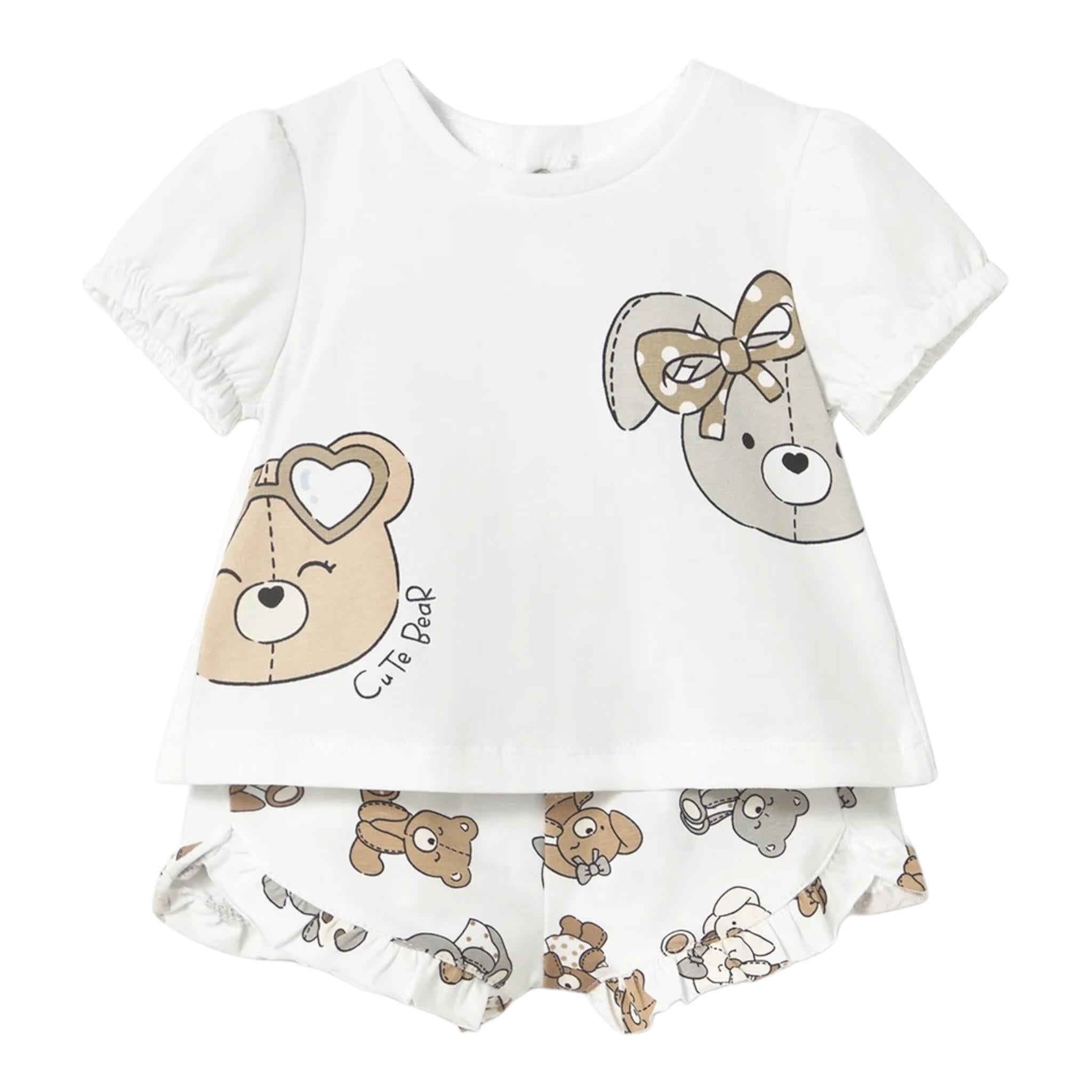 Mayoral Completo 2 Pezzi T-Shirt-Culotte per Neonata 1256 BIANCO MAYORAL 