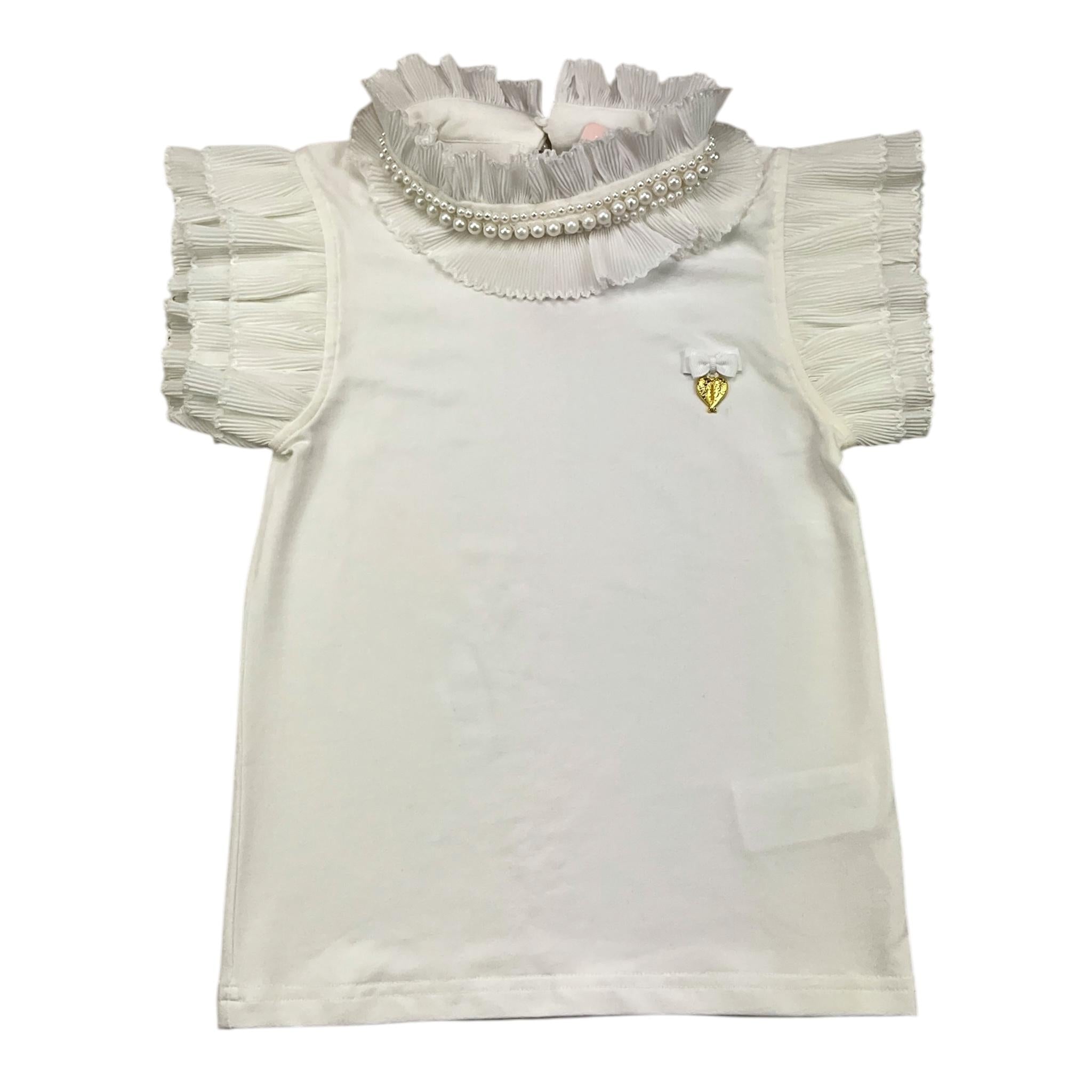 ANGEL'S FACE t-shirt tinta unita con collo con perle Bianco per Bambina A218081 BIANCO ANGEL'S FACE 