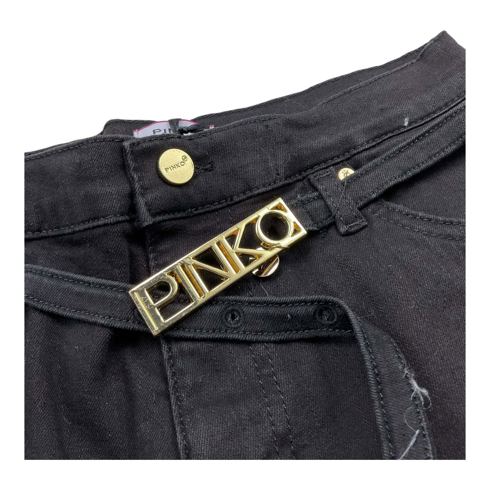 PINKO short tinta unita con cintura logo Nero per Bambina F4PIJGST002 NERO PINKO 