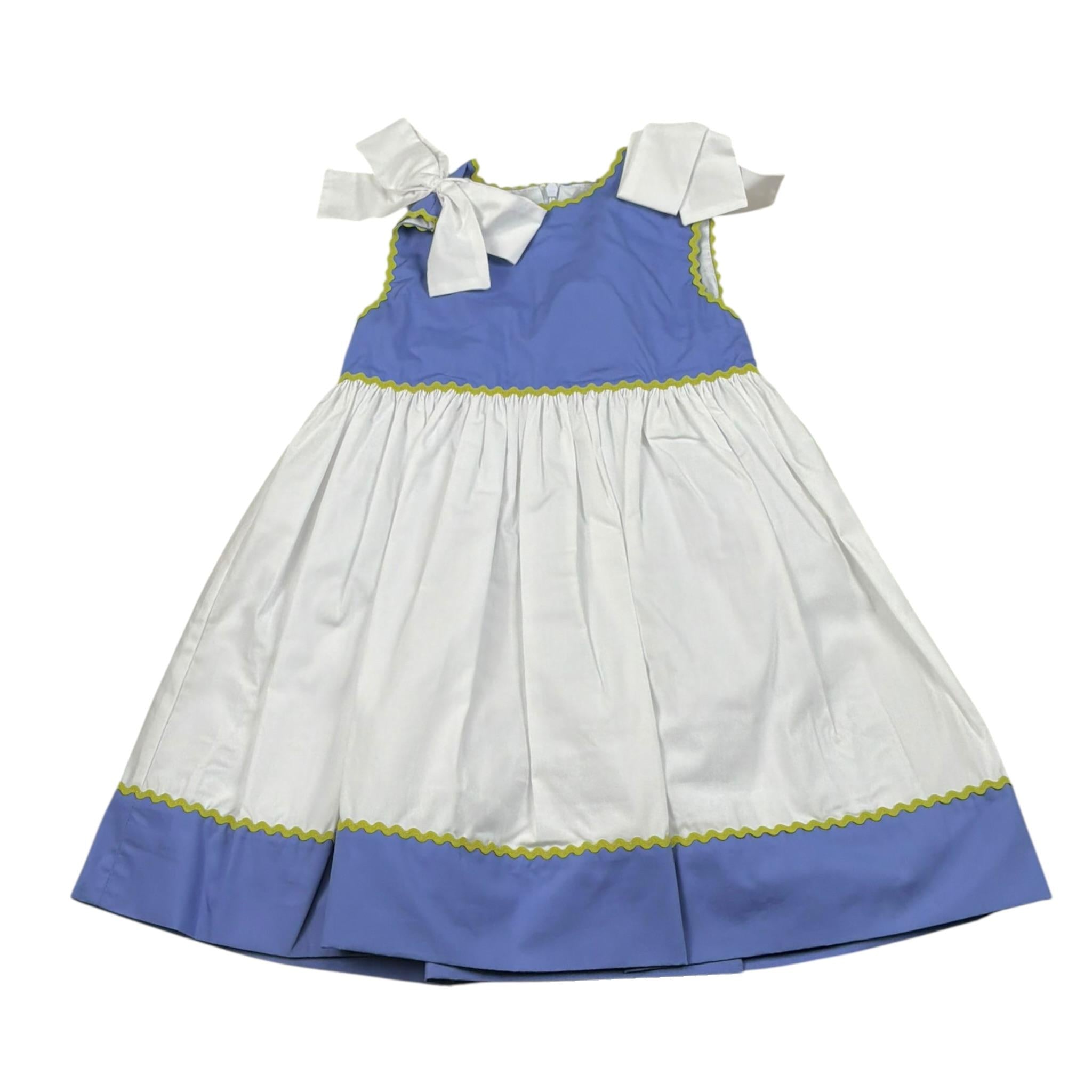 Ilfarobimbi Abito Tinta Unita Giromanica con Fiocchi per Bambina IFB50585XJ BIANCO/BLU ILFAROBIMBI 