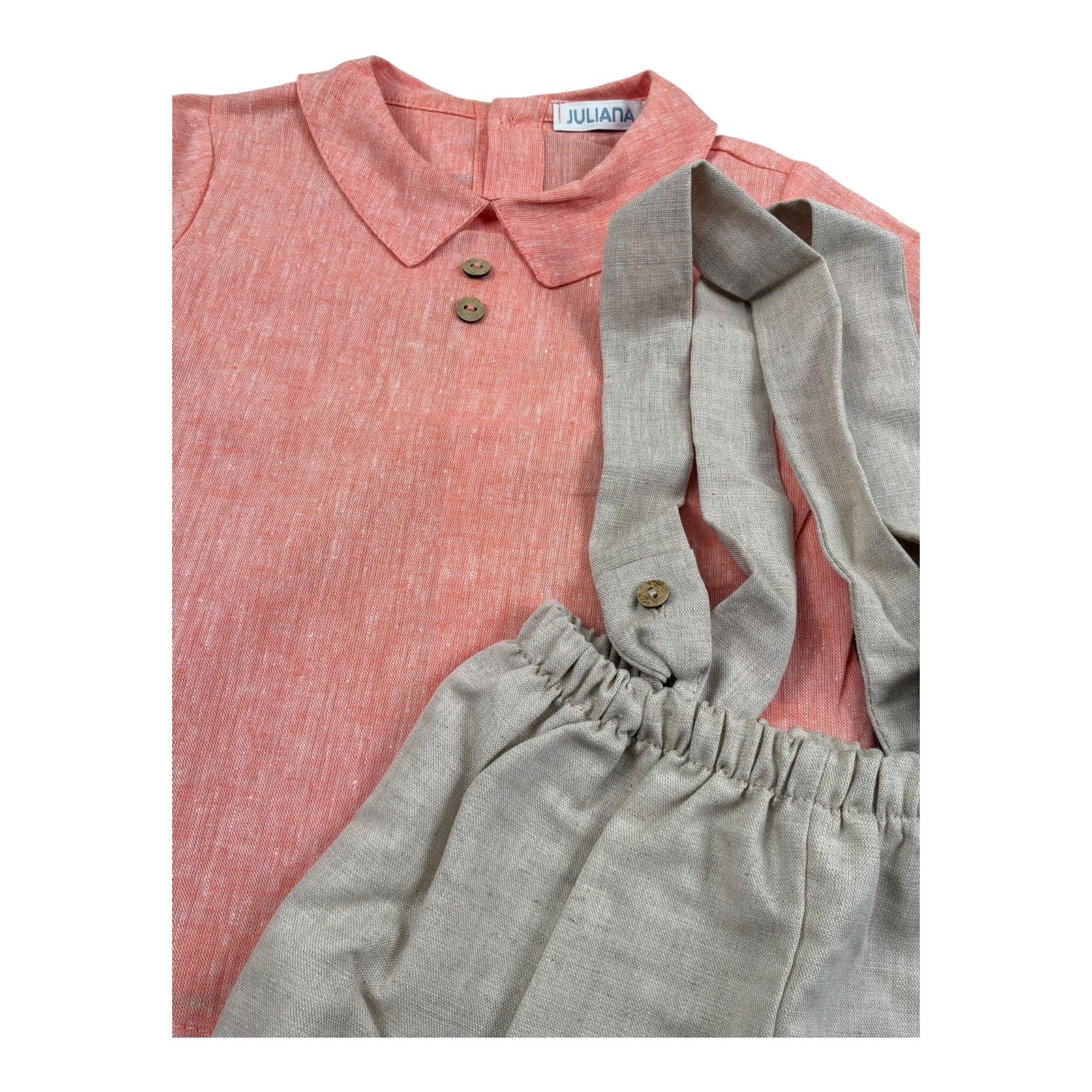 Juliana Completo 2 Pezzi Camicia-Pagliaccetto per Neonato 25199 SALMONE JULIANA 