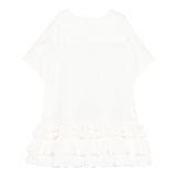 Dou Dou Abito Tinta Unita Mezza Manica con Balze per Bambina DW1A61 BIANCO DOU DOU 