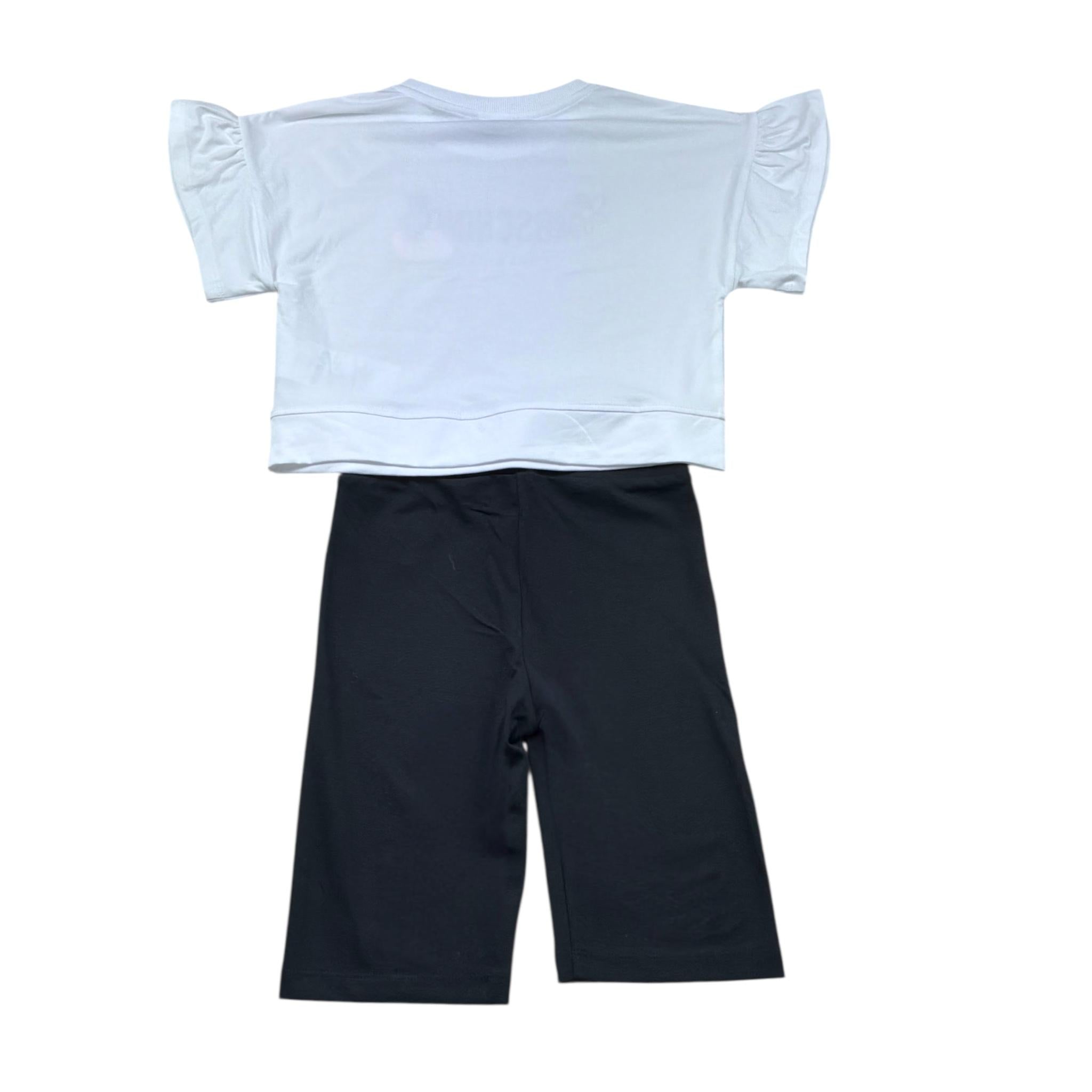 Moschino Completo 2 Pezzi T-Shirt-Leggins Bicolore per Bambina HDG01O BIANCO/NERO MOSCHINO 