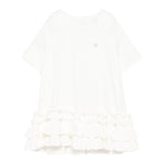 Dou Dou Abito Tinta Unita Mezza Manica con Balze per Bambina DW1A61 BIANCO DOU DOU 