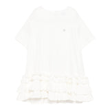 Dou Dou Abito Tinta Unita Mezza Manica con Balze per Bambina DW1A61 BIANCO DOU DOU 