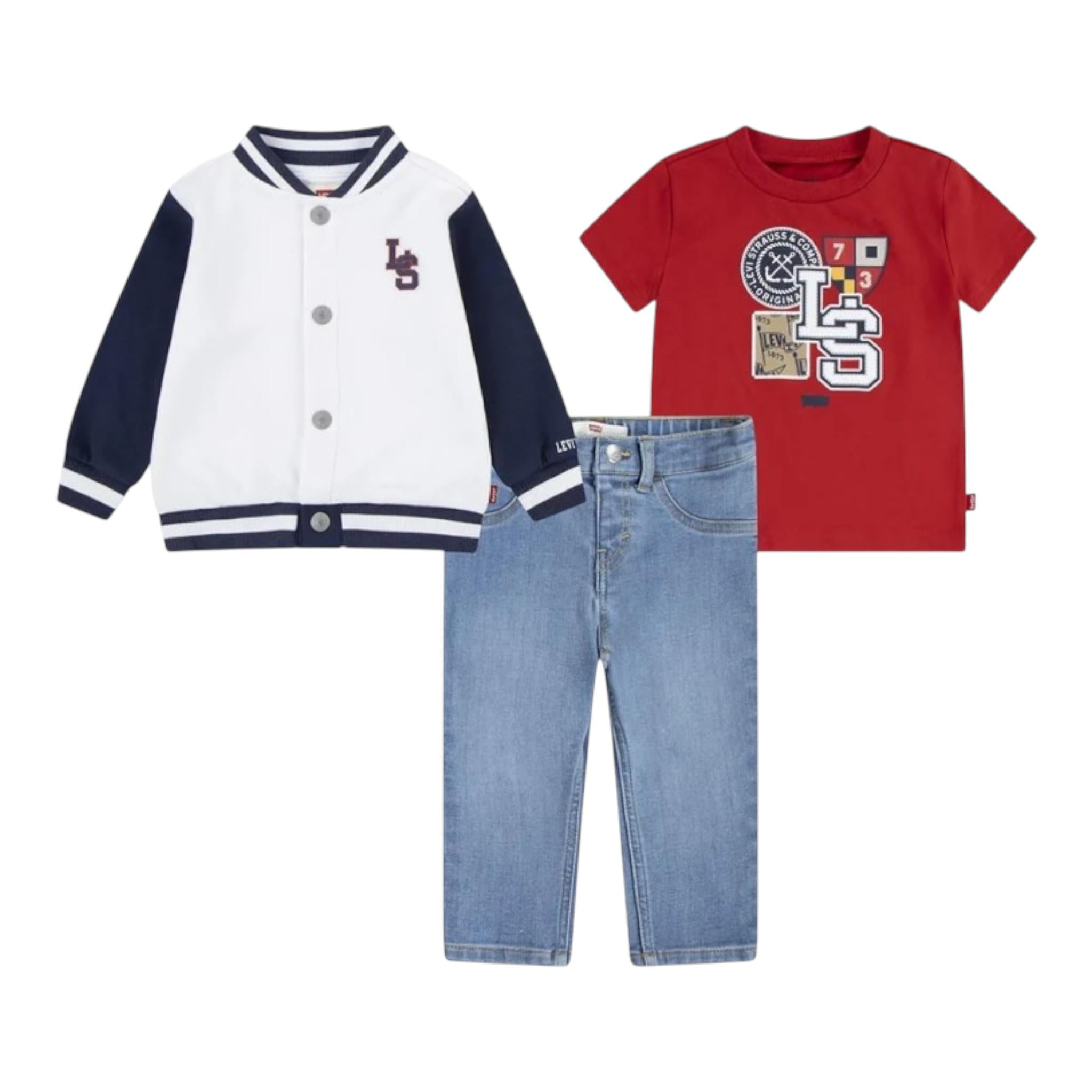 Levi'S Completo 3 Pezzi Felpa-T-Shirt-Jeans per Neonato 6EM691 BLU LEVI'S 