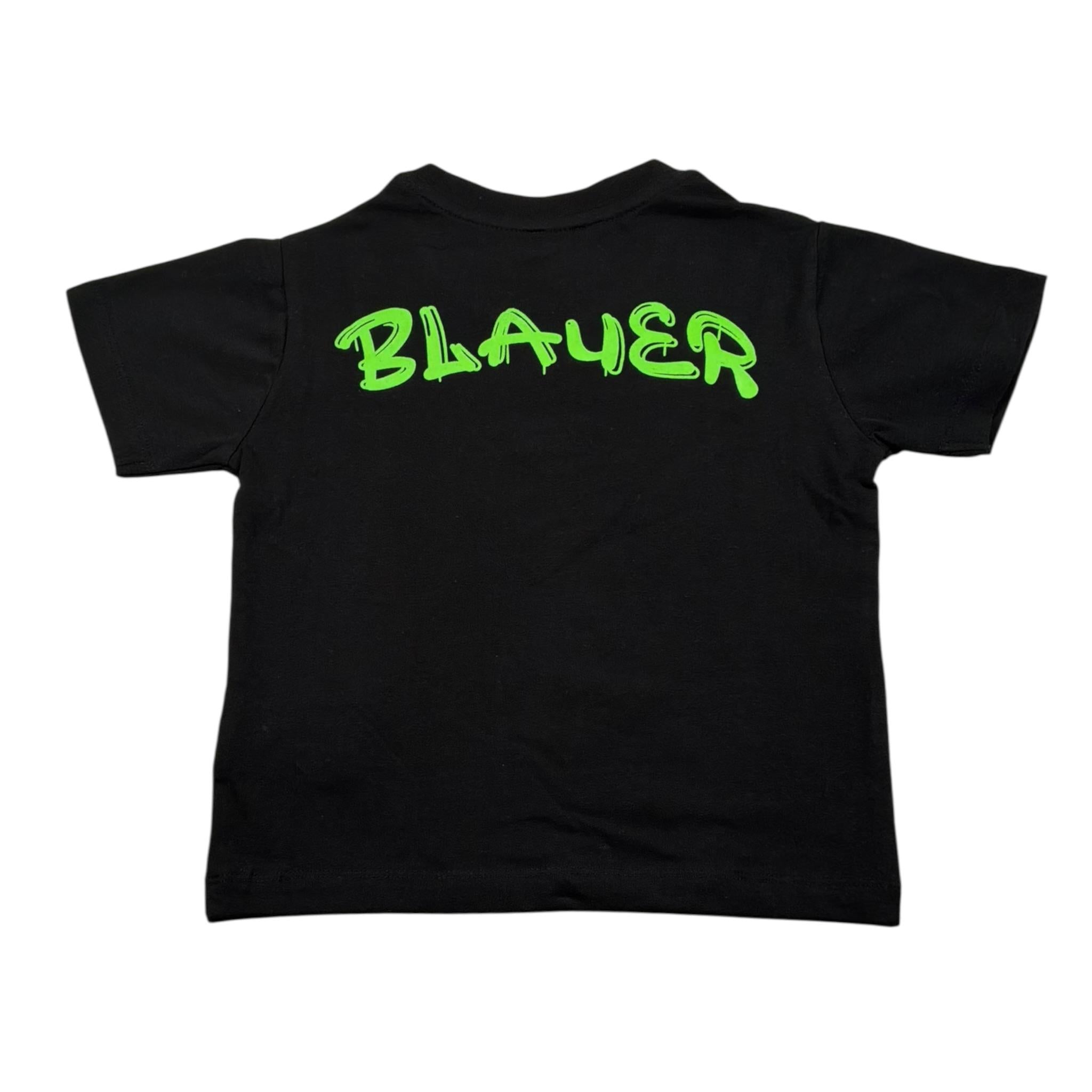 Blauer T-Shirt Girocollo Tinta Unita con Stampa per Neonato 25SBLKH02565 NERO BLAUER 