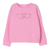 Liu Jo Felpa Chiusa Girocollo Tinta Unita con Logo per Bambina KA5014J ROSA LIU JO 