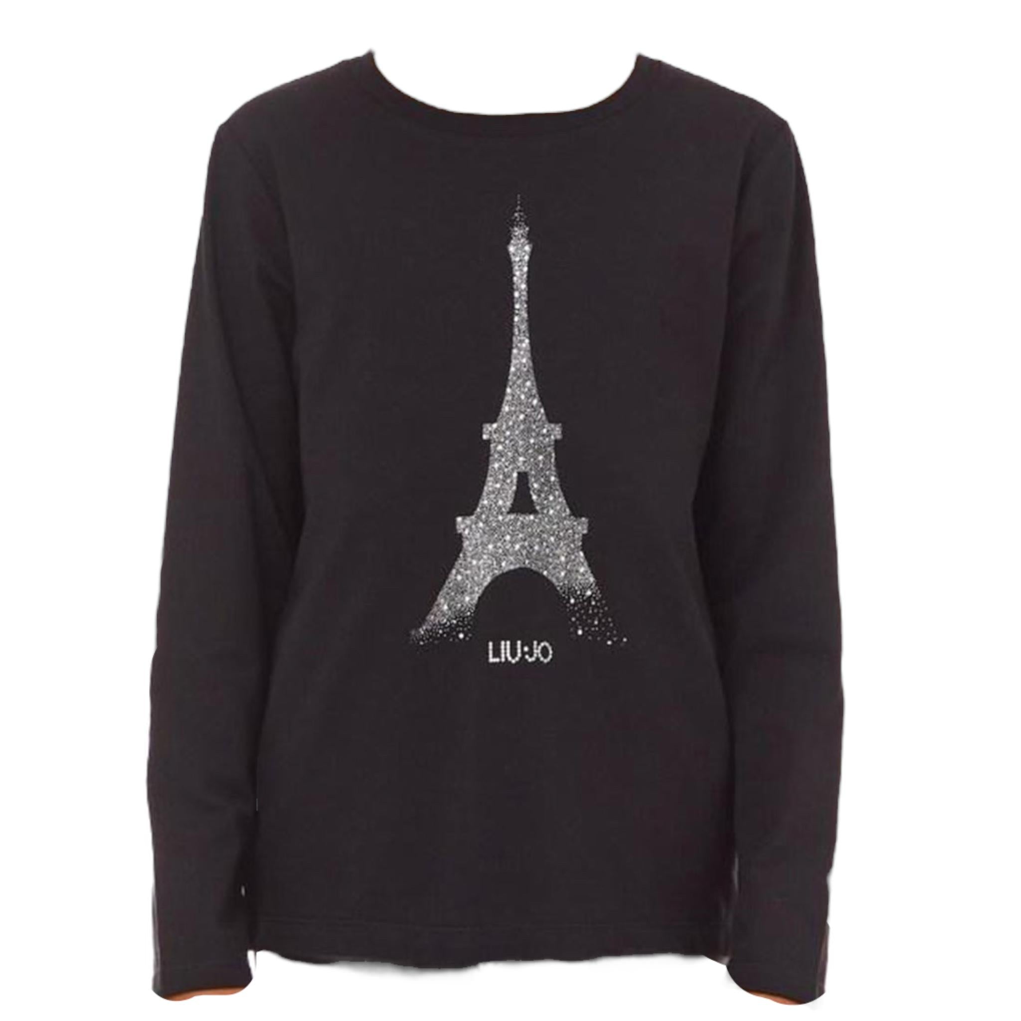 LIU JO shirt girocollo tinta unita con stampa Nero per Bambina GF4156J0088 NERO LIU JO 