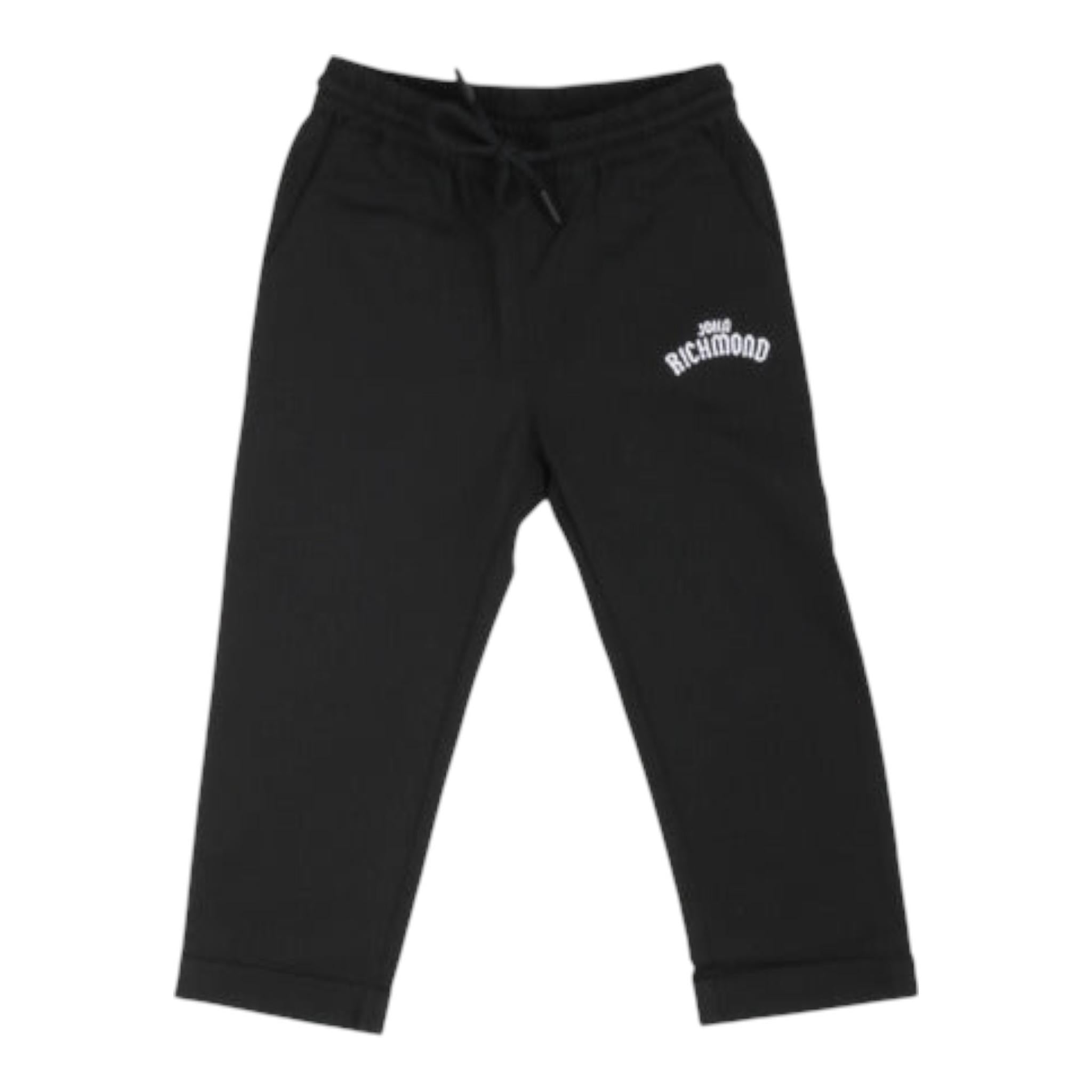 John Richmond Pantalone Tinta Unita con Elastico In Vita E Logo per Neonato RIA23083PAN NERO JOHN RICHMOND 