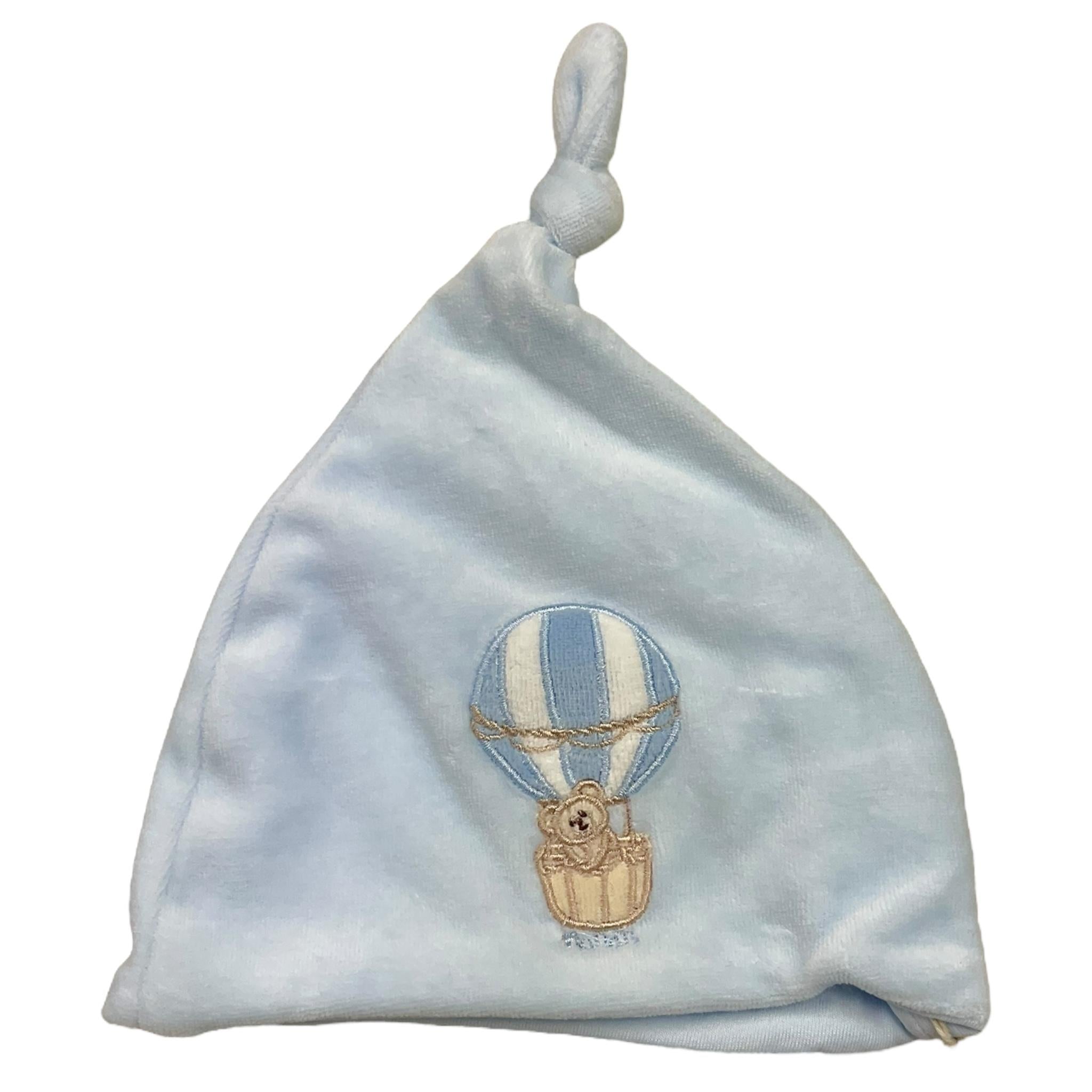 NANAN cappello tinta unita con stampa in velluto Azzurro per Neonato I24053PCA AZZURRO NANAN 