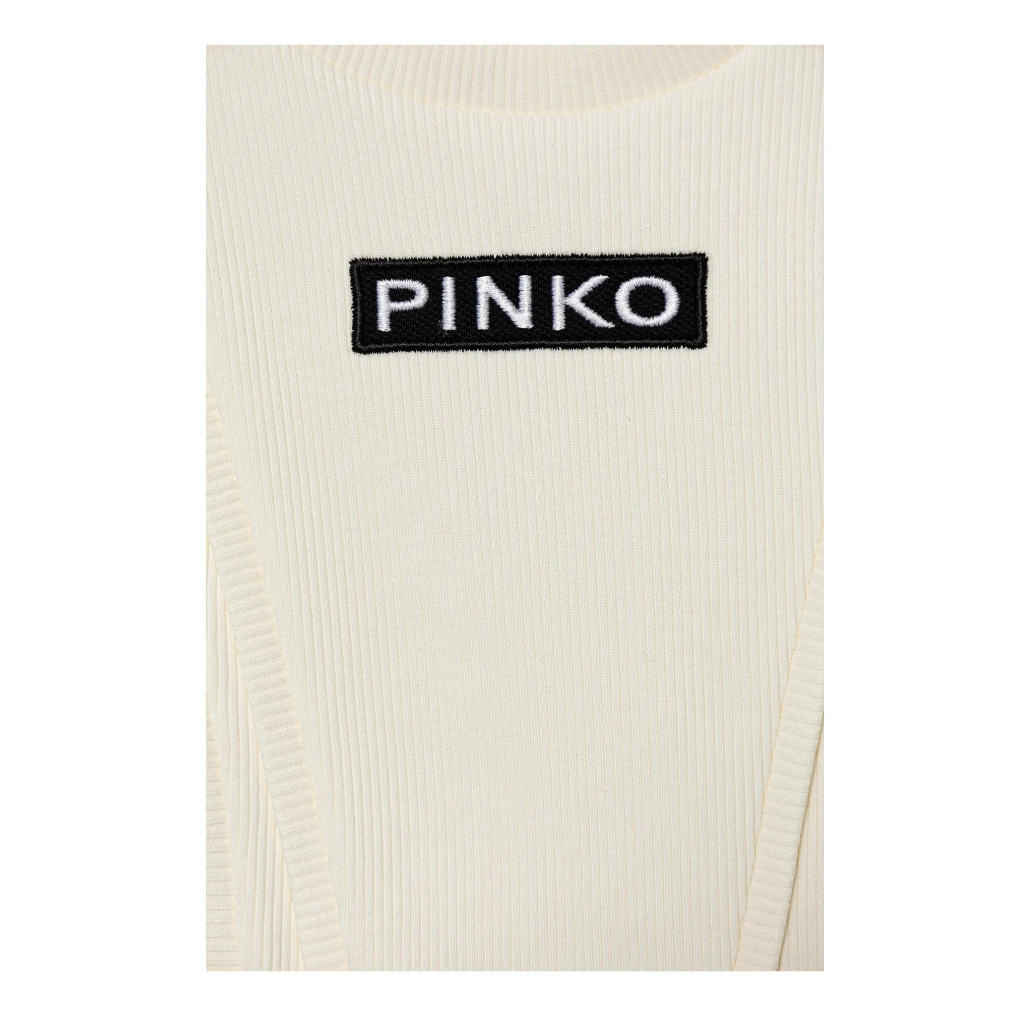 Pinko Canotta Girocollo Tinta Unita con Log per Bambina KFTS012 PANNA PINKO 