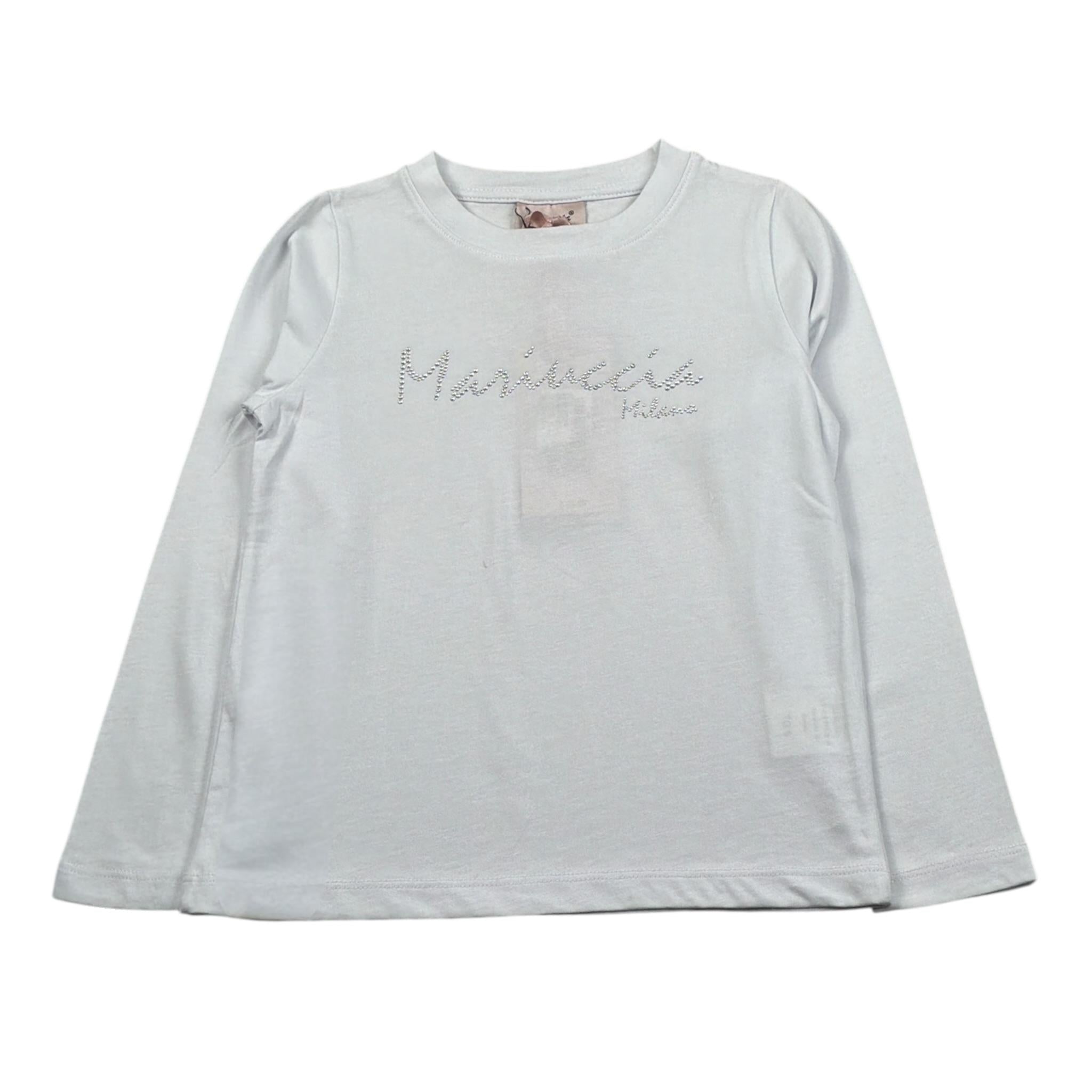 Mariuccia Shirt Girocollo tinta unita con Stampa Brillantinata Bianco per Bambina MBFW23T209 BIANCO MARIUCCIA 