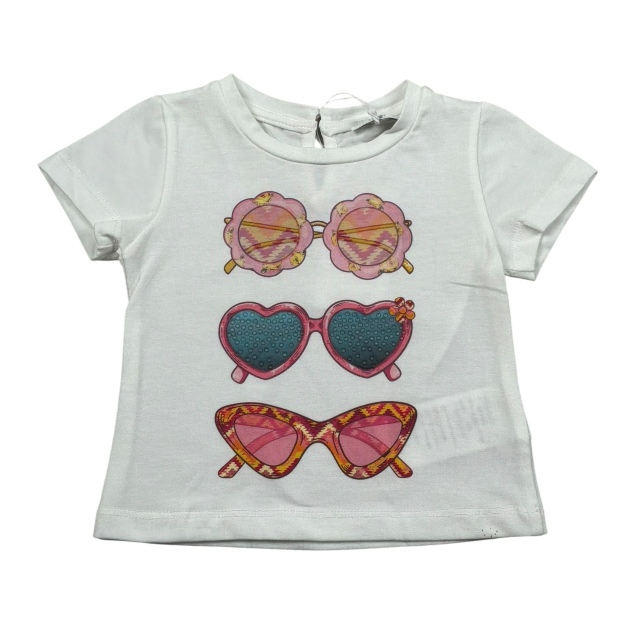 M+E' T-Shirt Girocollo tinta unita con Stampa Bianco per Bambina UE1860JX BIANCO M+E' 