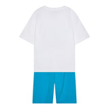 Moschino Completo 2 Pezzi T-Shirt-Bermuda Bicolore per Bambino HUG00QX BIANCO/AZZURRO MOSCHINO 