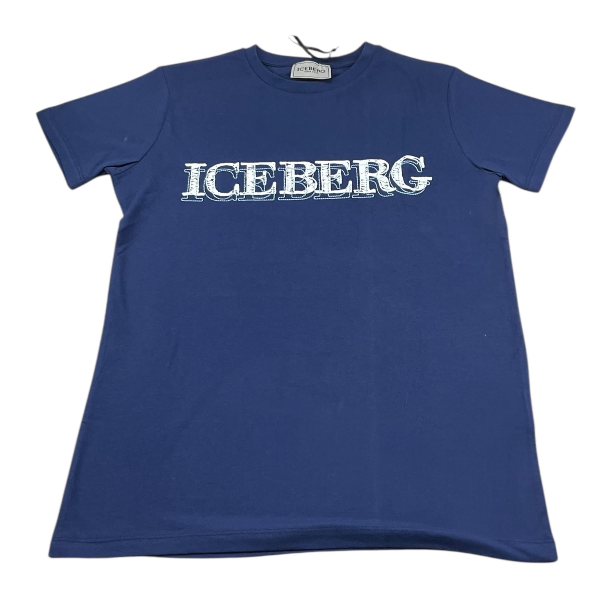 Iceberg T-Shirt Girocollo Tinta Unita con Stampa per Bambino TSICE5111J BLU ICEBERG 