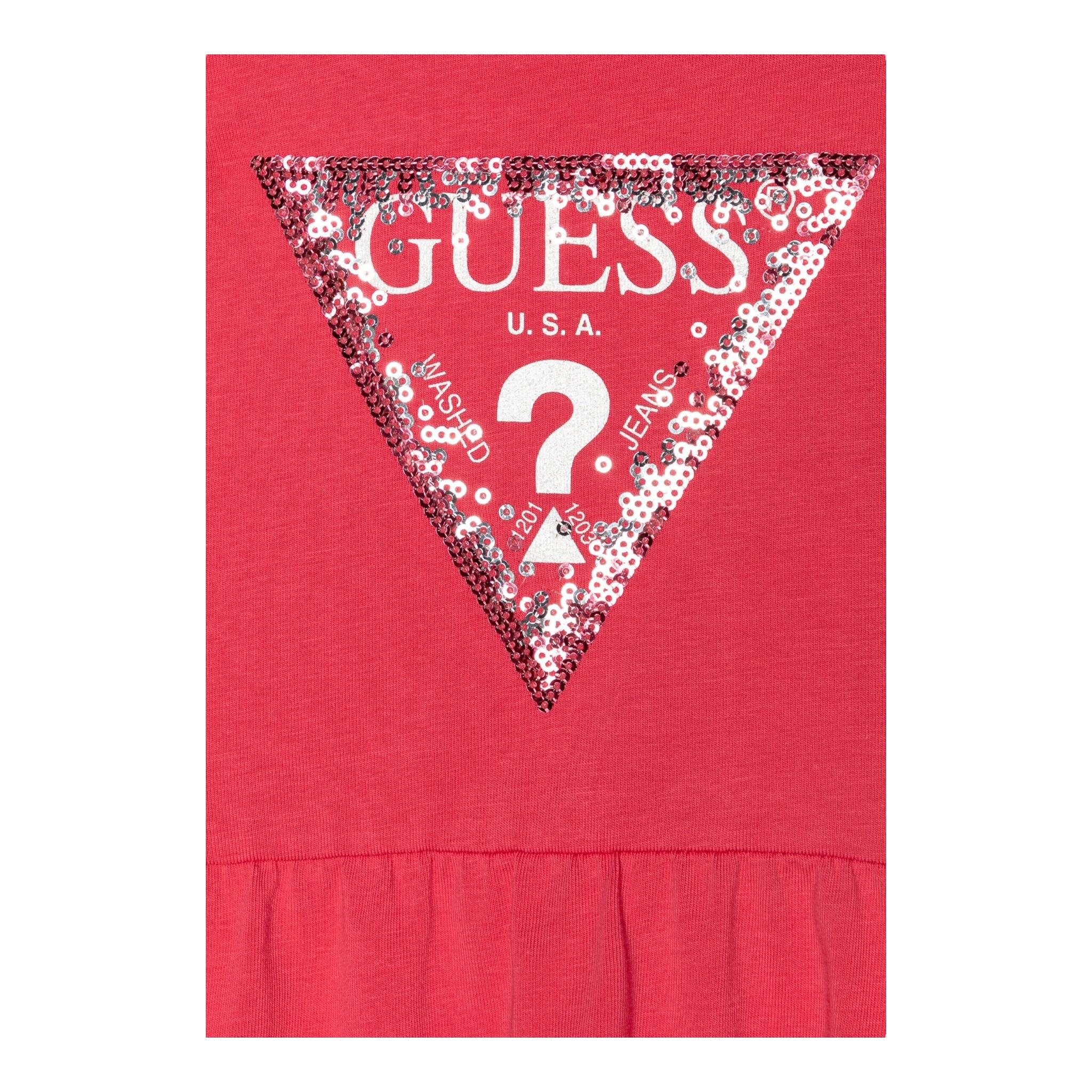 Guess Abito Giromanica Tinta Unita con Logo E Culotte per Neonata A5GK06K6YW4 FRAGOLA GUESS 