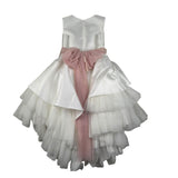 Mimilu' Abito Cerimonia Tinta Unita Giromanica per Bambina 2177 BIANCO MIMILU' 